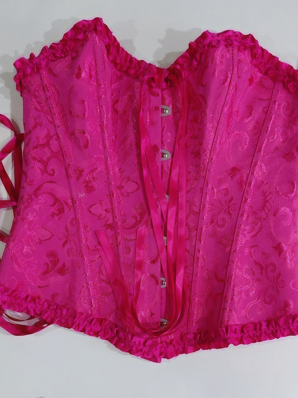 New SHEIN Fuchsia Ruffle Trim Corset Top Size Small